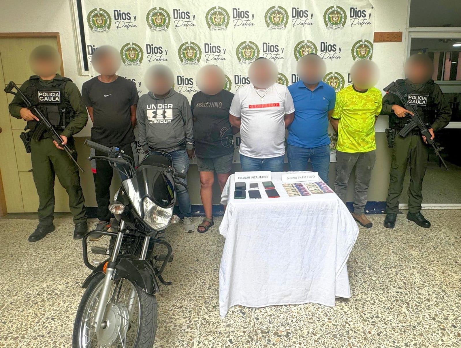 Capturan a seis presuntos extorsionistas del Clan del Golfo en dos municipios de Córdoba. Foto: Policía.