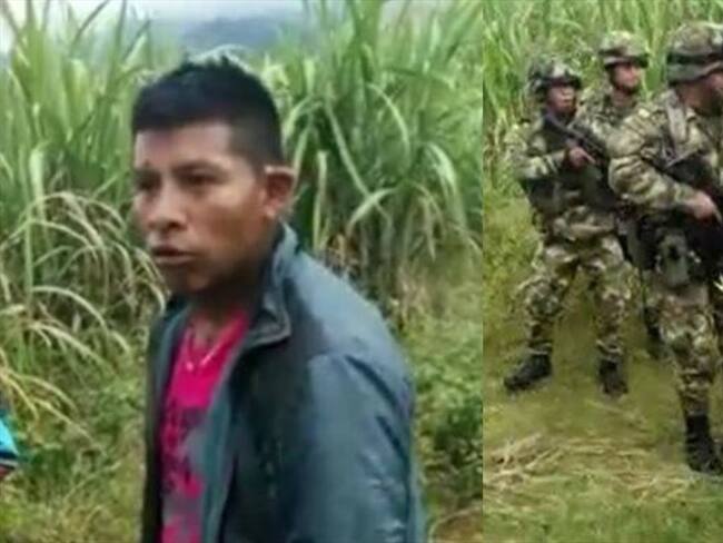 Se trata de un hombre identificado como Bolívar Pilcué, capturado en Corinto durante operativos de Fuerza Pública. Foto: Cortesía Sucesos Cauca