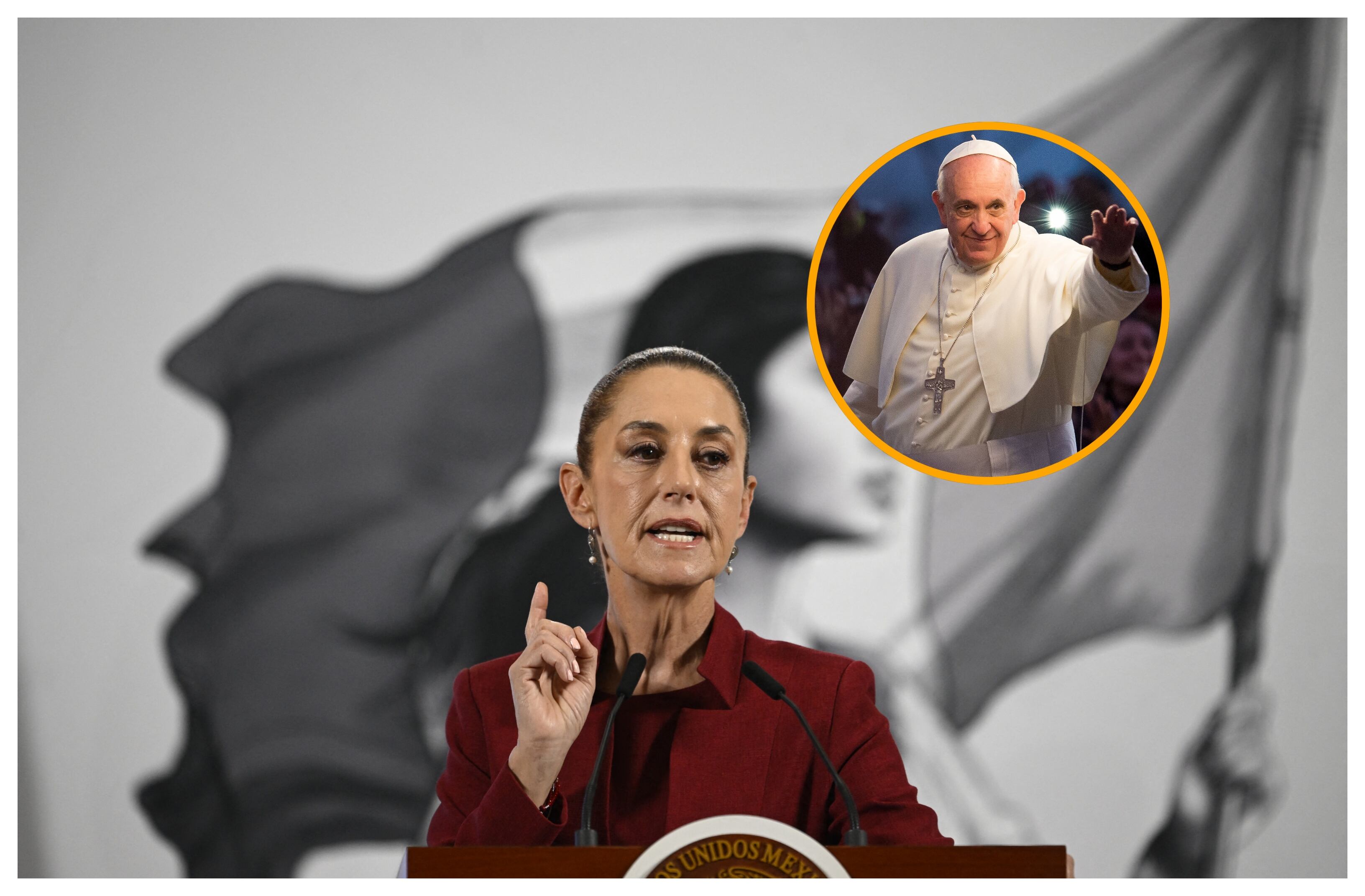 Claudia Sheinbaum y papa Francisco. Mendes via Getty Images