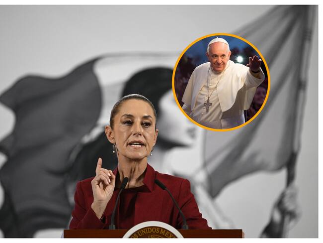 Claudia Sheinbaum y papa Francisco. Mendes via Getty Images