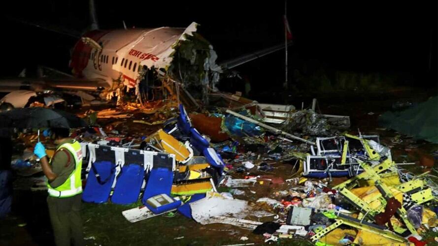 Avión accidentado en India. Foto: AFP