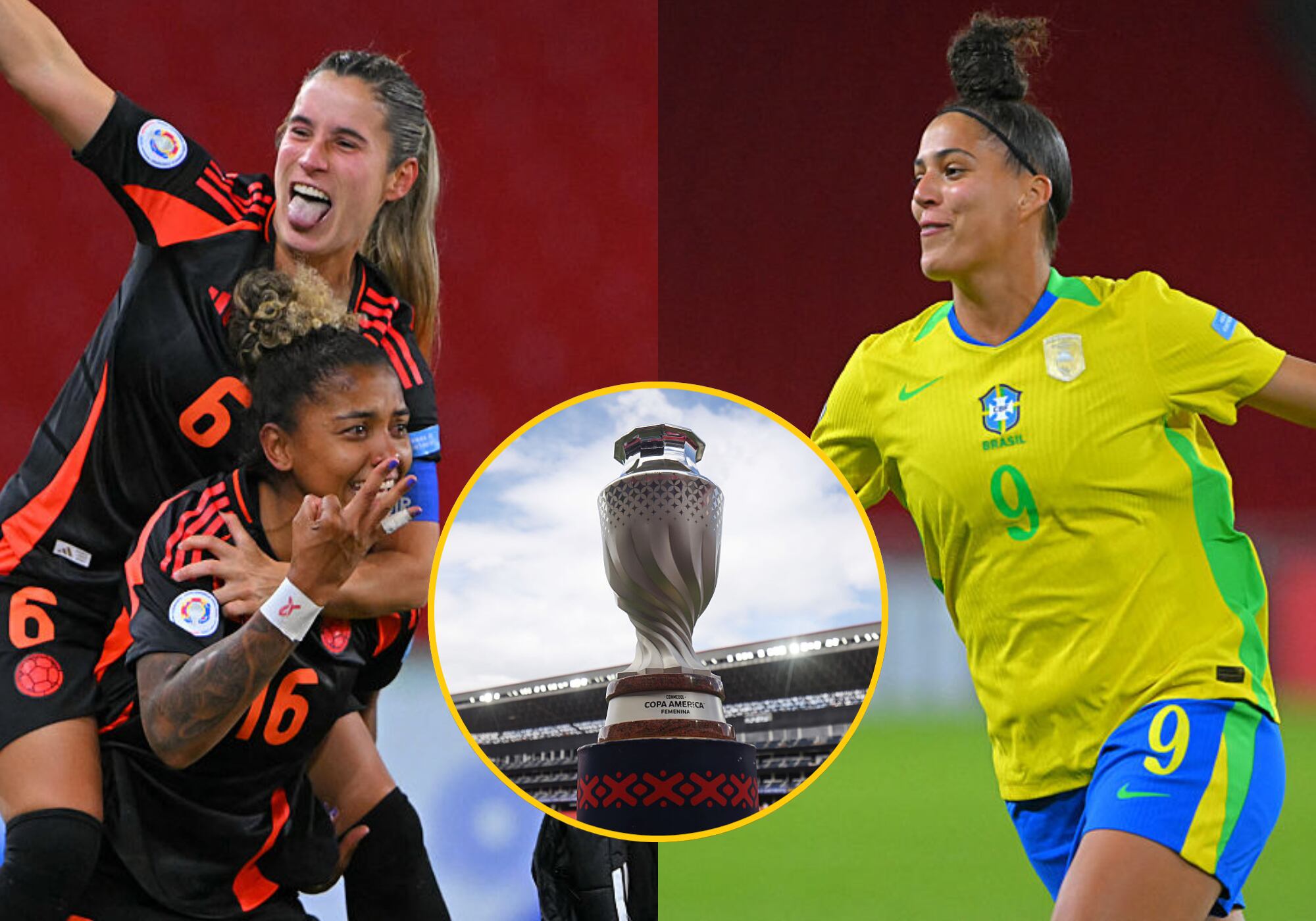 Colombia vs. Brasil Copa América Femenina. Fotos: (Photo by RODRIGO BUENDIA/AFP via Getty Images) / (Photo by RODRIGO BUENDIA/AFP via Getty Images)