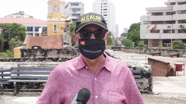 El alcalde William Dau señaló que apoya a los estudiantes, pero que no permitirá ataques contra el monumento del español Pedro de Heredia. Foto: Cortesía