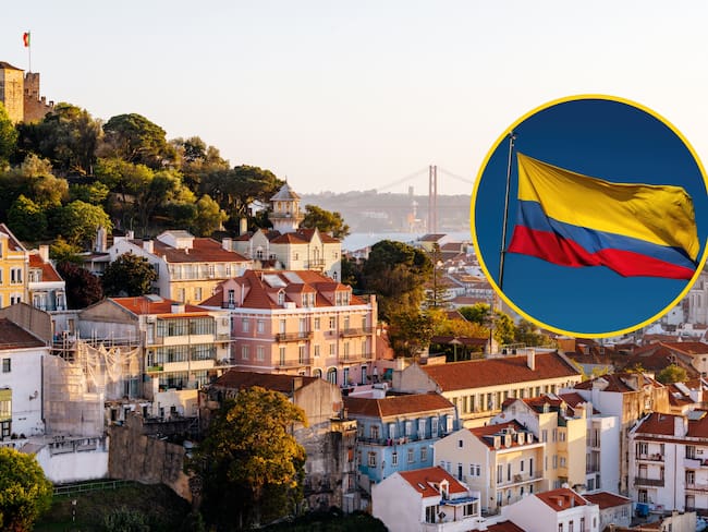 Portugal y bandera de Colombia. Foto: Alexander Spatari y Simon McGill vía Getty Images.