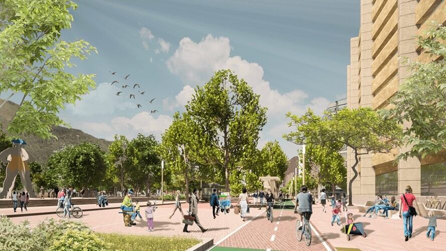 Se destaca la cicloinfraestructura de 24 kilómetros a lo largo de todo el corredor, las estaciones abiertas y la siembra de árboles. Foto: https://septimaverde.gov.co/