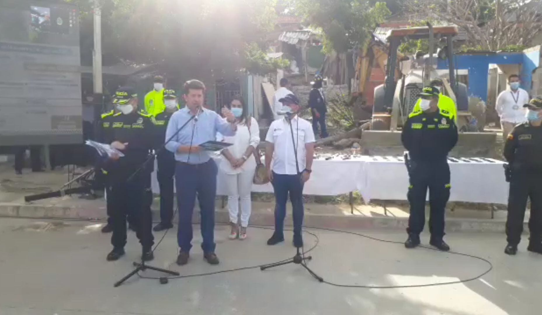 Las declaraciones se hicieron en medio de la rueda de prensa realizada en la capital del Atlántico. Foto: Cortesía, Policía Metropolitana de Barranquilla.