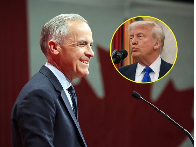 Primer ministro de Canadá, Mark Carney. FOTO: DAVE CHAN/AFP via Getty Images.// Donald Trump. FOTO: JIM WATSON/AFP via Getty Images