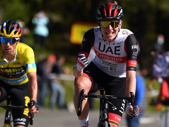 Primoz Roglic y Tadej Pogacar -Vuelta Ciclista Pais Vasco 2021. Créditos: Getty Images/ David Ramos
