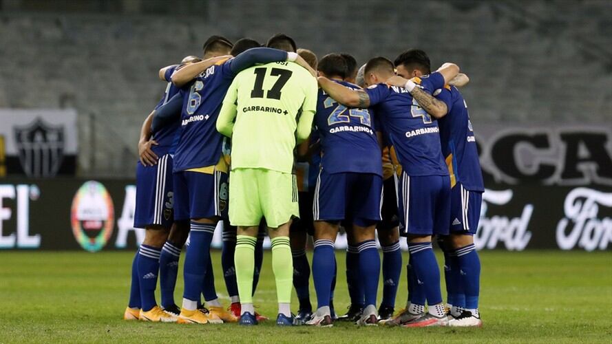 Jugadores de Boca Juniors en el partido ante Atlético Mineiro por Copa Libertadores. Foto: Bruna Prado-Pool/Getty Images