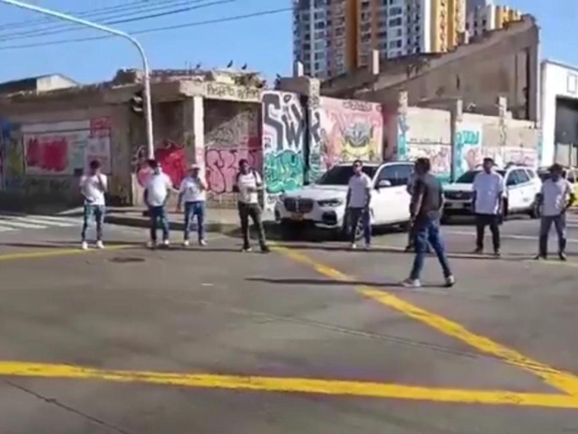 Protesta de conductores de plataformas digitales en Barranquilla. Foto: Captura de video.