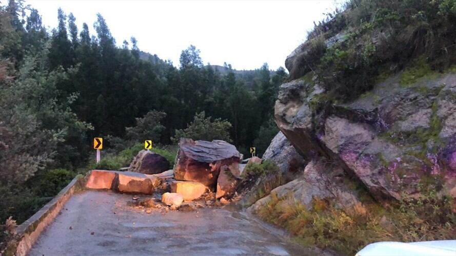 Afectaciones en la vía El Espino – Capitanejo.. Foto: Gestión del Riesgo