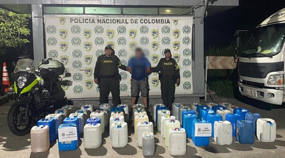 Capturado con 250 galones de ácido clorhídrico/ Policía del Magdalena.