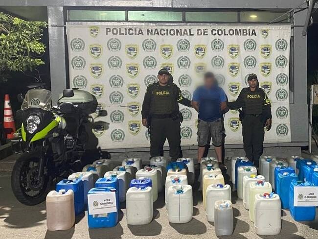 Capturado con 250 galones de ácido clorhídrico/ Policía del Magdalena.