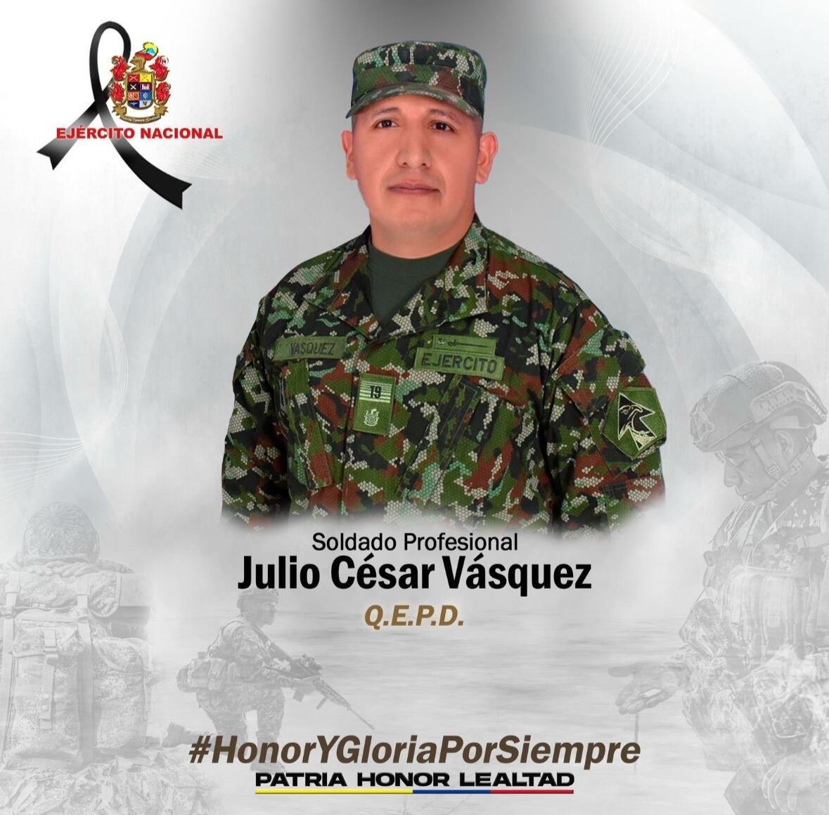 Soldado Julio César Vásquez. Foto: cortesía Ejército.