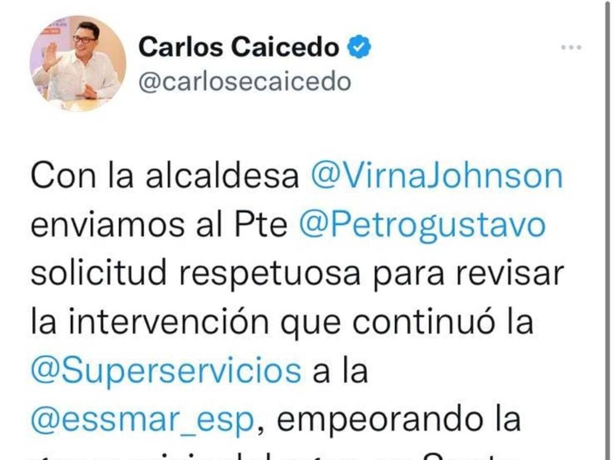 Gobernador del Magdalena eliminó un tuit por intervención de la Essmar
