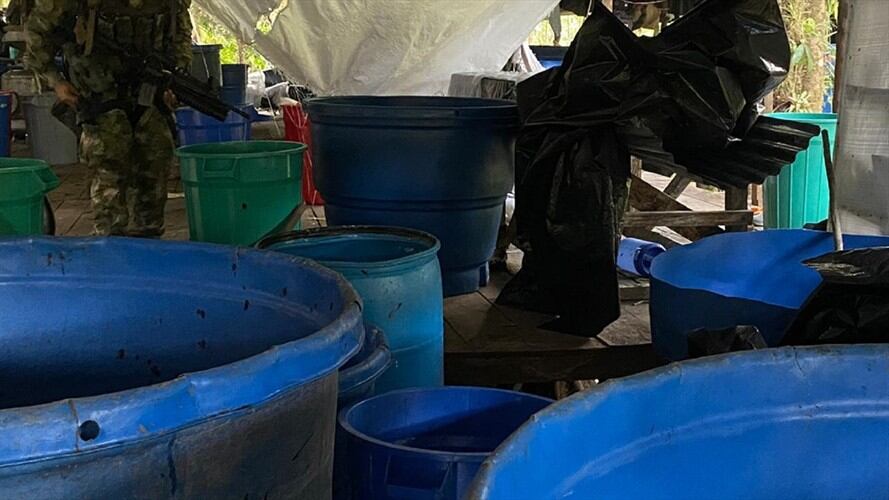 Laboratorio de cocaína. Foto: Referencia Colprensa - Cortesía Ejército