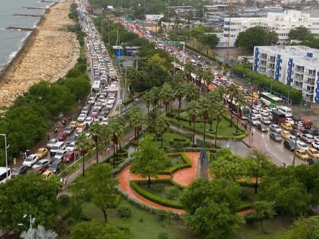 Así se ve Cartagena tras varias horas de fuertes lluvias. Foto: Suministrada.
