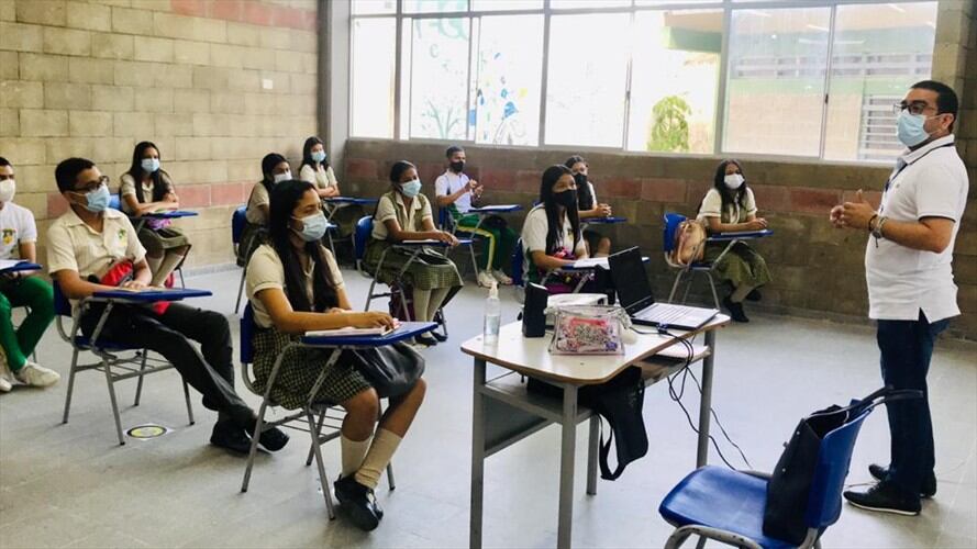 Institución Mercedes Ábrego, primer colegio público de Córdoba en volver a las aulas.Foto:prensa Alcaldía Montería.