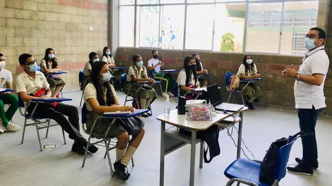 Institución Mercedes Ábrego, primer colegio público de Córdoba en volver a las aulas.Foto:prensa Alcaldía Montería.