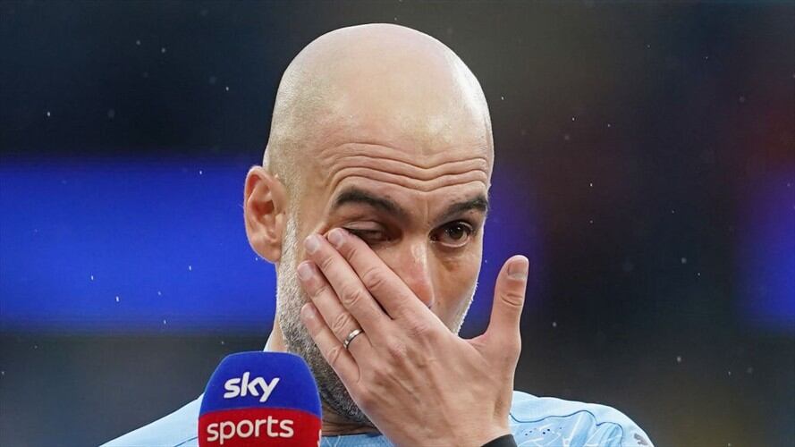 Pep Guardiola se despidió del Kun Agüero. Foto: Getty Images