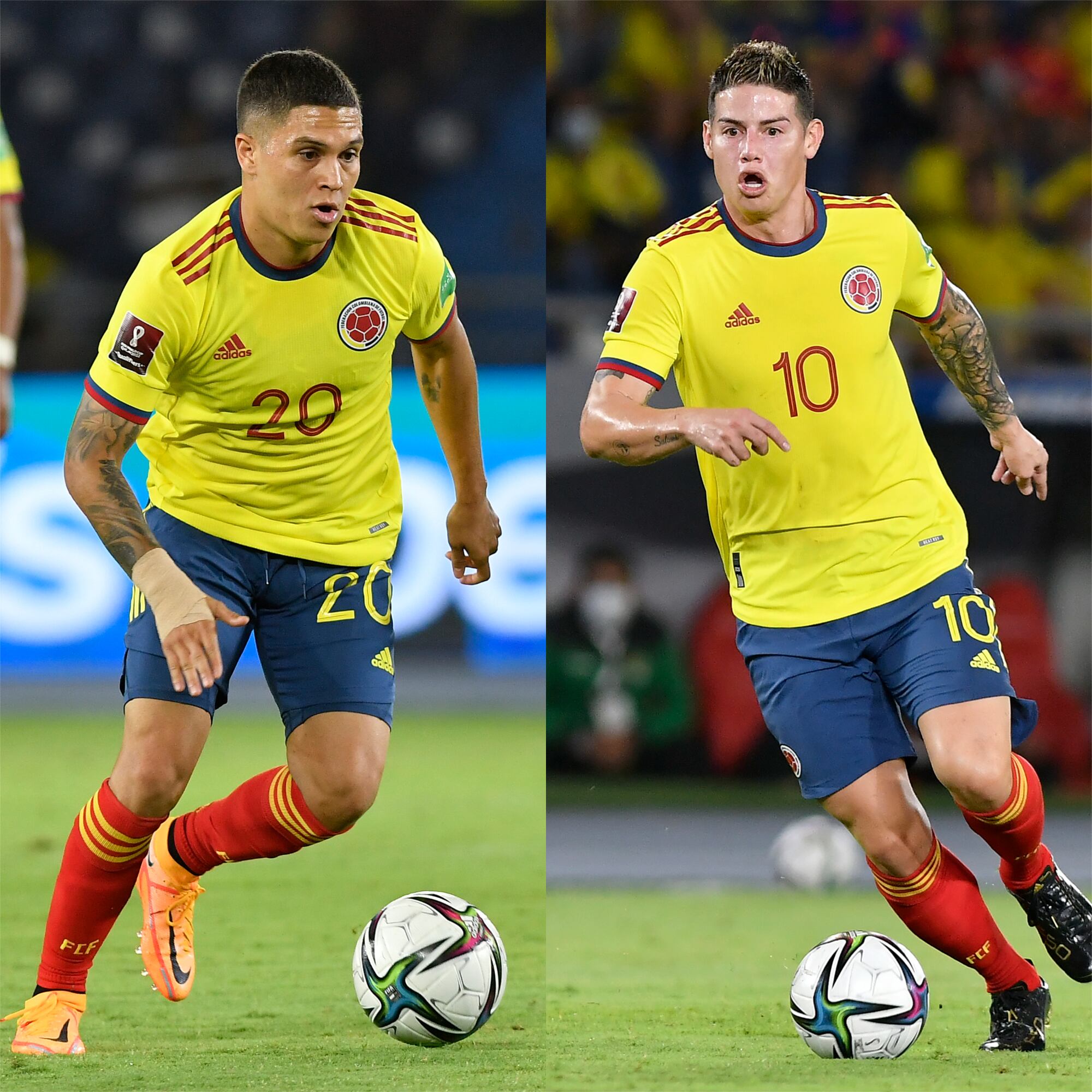 Juan Fernando Quintero y James Rodríguez en la Selección Colombia. Foto: Gabriel Aponte/Getty Images