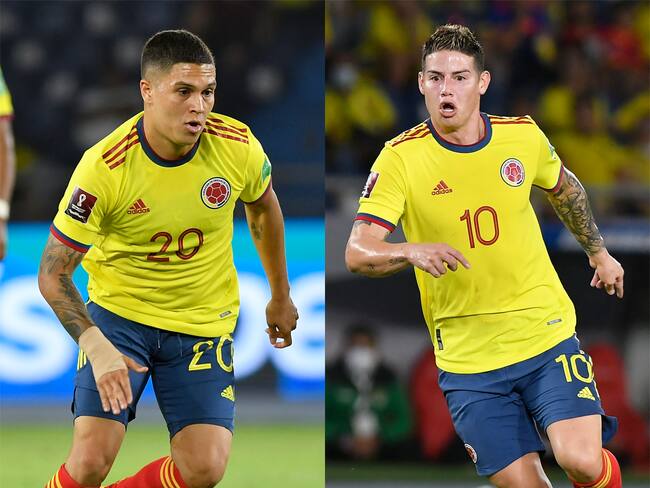 Juan Fernando Quintero y James Rodríguez en la Selección Colombia. Foto: Gabriel Aponte/Getty Images