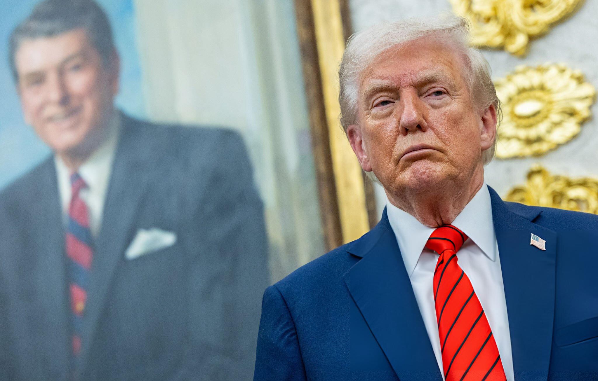 El presidente de Estados Unidos, Donald Trump, en la Casa Blanca, el 10 de octubre de 2025. FOTO: Shawn Thew/Getty Images
