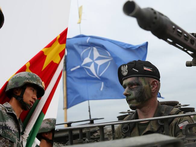 Ejército chino. Foto de Feng Li. Getty Images / Fuerzas de la OTAN. Fotod de Sean Gallup. Getty Images