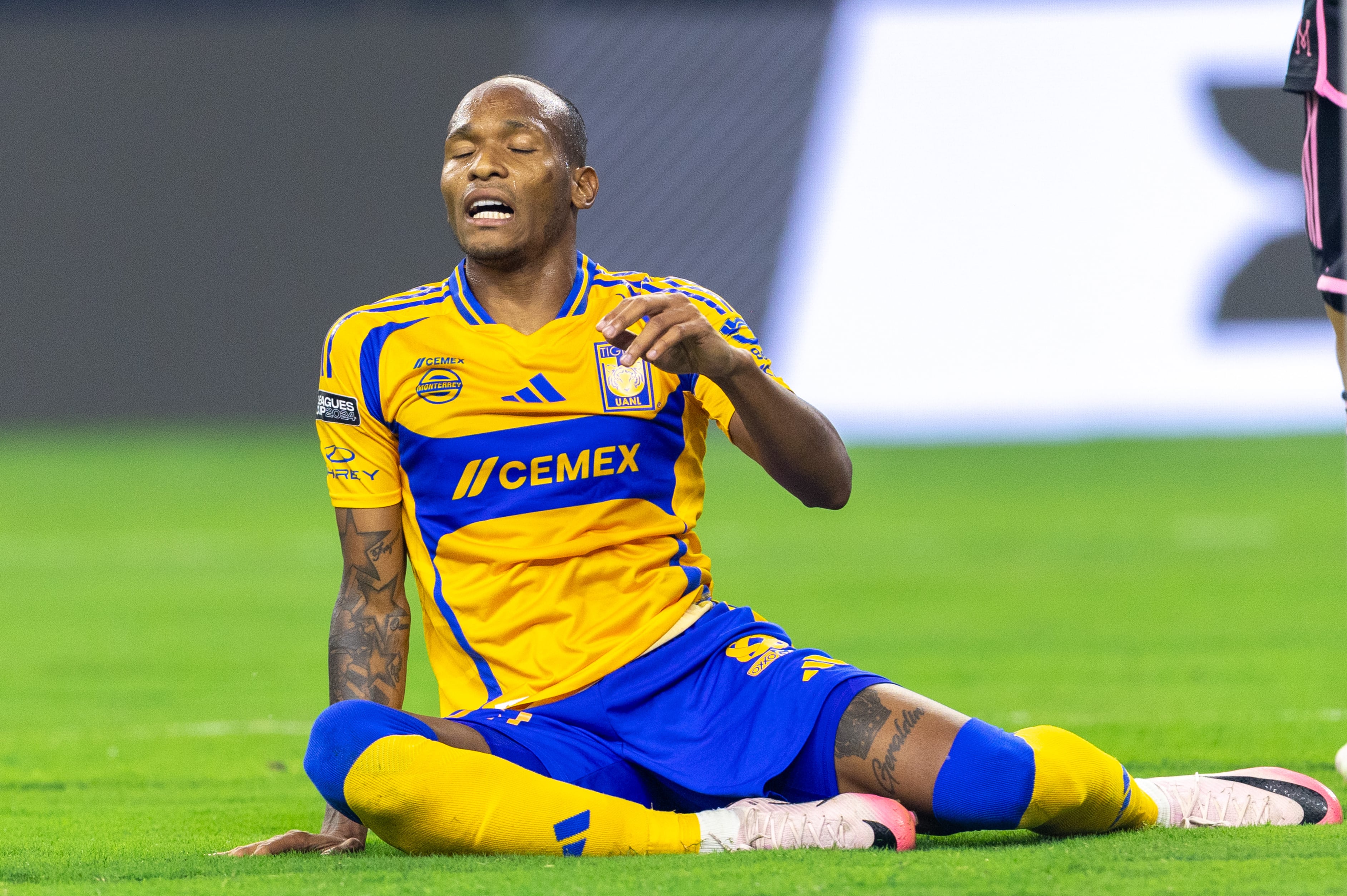 AME8048. HOUSTON (ESTADOS UNIDOS), 03/08/2024.- Luis Quiñones de Tigres este sábado, durante un partido de la Leagues Cup entre Tigres y el Inter de Miami en el Estadio NRG en Houston, Texas (EE.UU.). EFE/ Carlos Ramirez