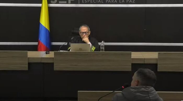 Foto de contexto de uno de los integrantes del Batallón Calibío y subalterno del coronel Ramírez ante la JEP. Foto: cortesía JEP.