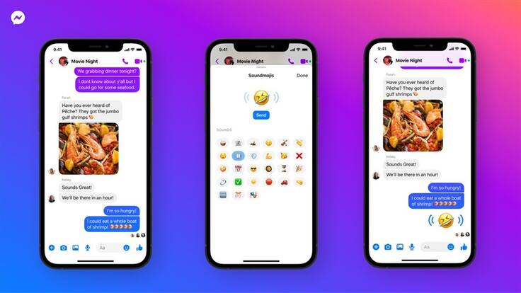 Nueva función de Messenger con emojis que reproducen sonido. Foto: Facebook