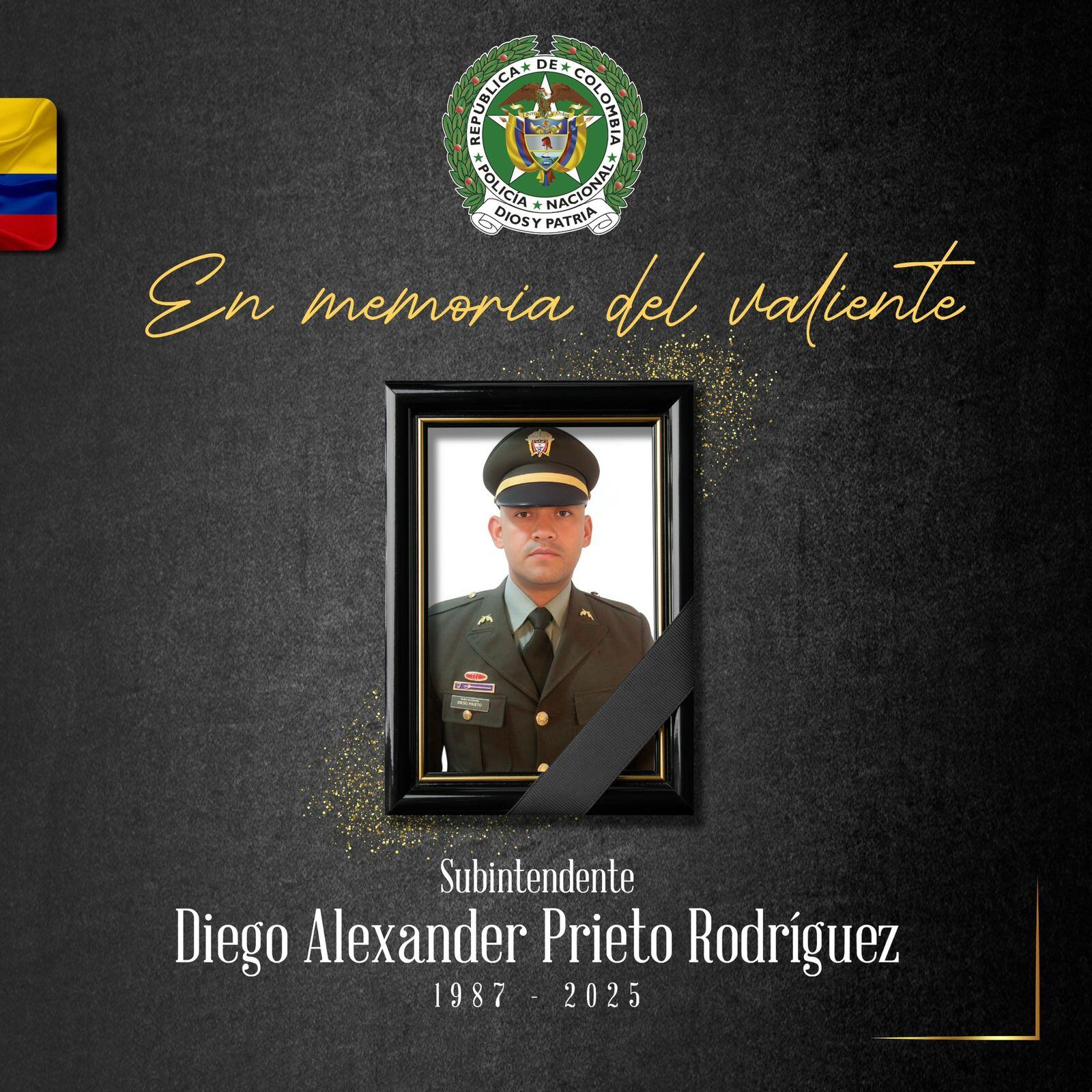 Subintendente Diego Alexander Prieto Rodríguez. / Foto: Policía Nacional.