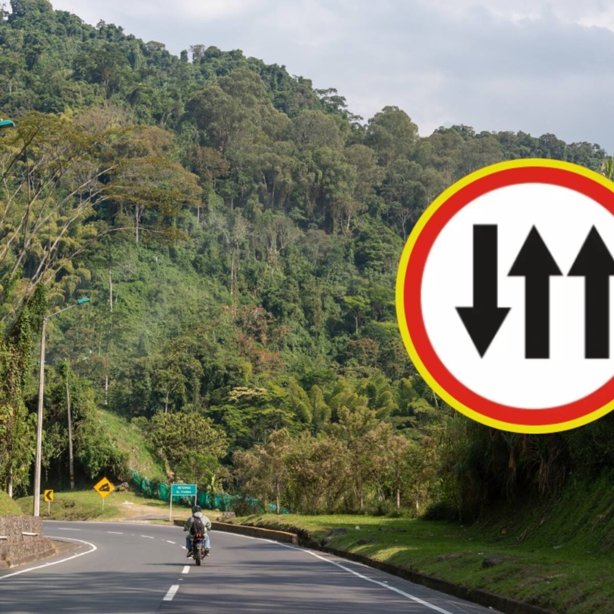 Qué significa la señal de tránsito con dos flechas hacia arriba y una hacia abajo