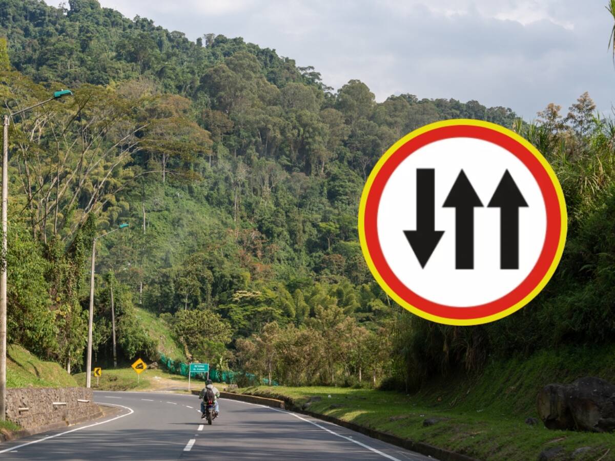 Qué significa la señal de tránsito con dos flechas hacia arriba y una hacia abajo