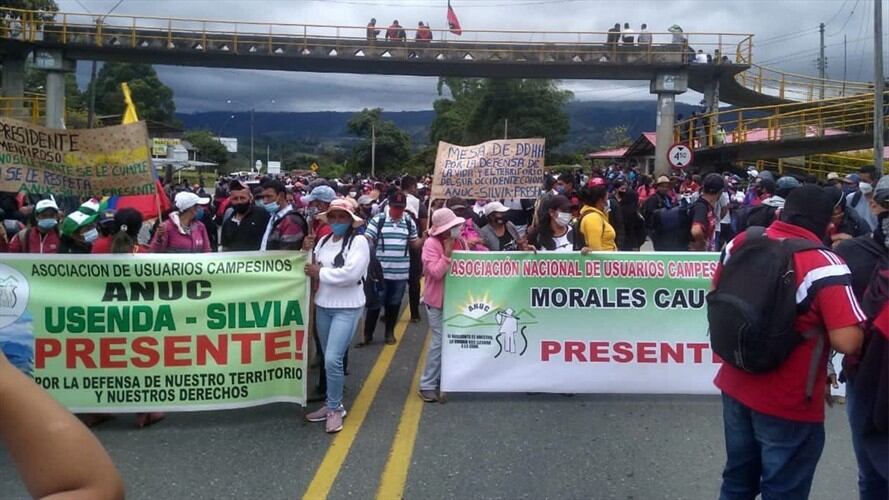 En la movilización se reclama vivienda, tierras y mejoras en los servicios de salud. Foto: Cortesía organizaciones sociales.