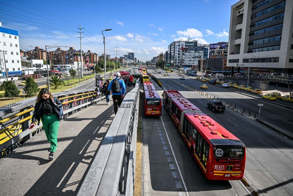 Día Sin Autos -solo se permiten autobuses y taxis- en Bogotá. (Foto de Juan BARRETO/AFP) (Foto de JUAN BARRETO/AFP vía Getty Images)