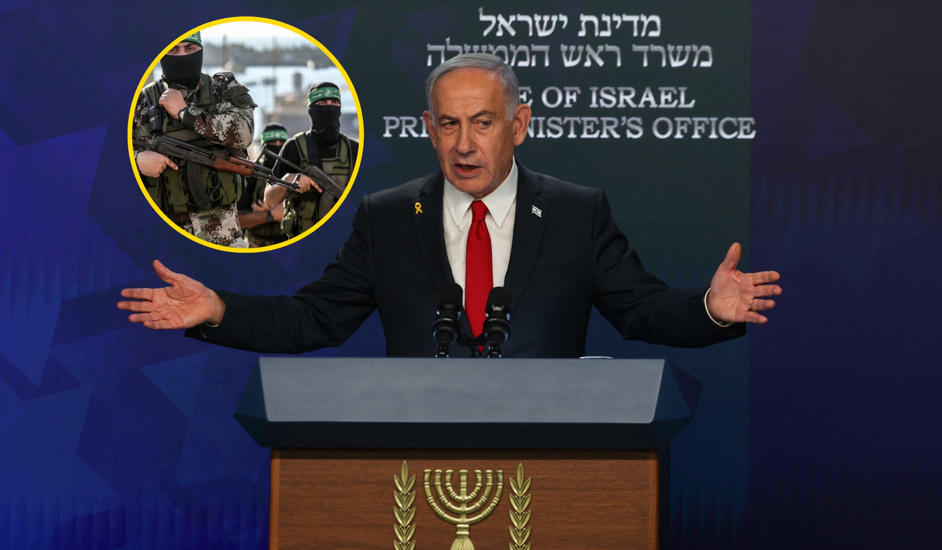 Benjamín Netanyahu y Hamás. Foto: RONEN ZVULUN/POOL/AFP via Getty Images/ Colprensa. 