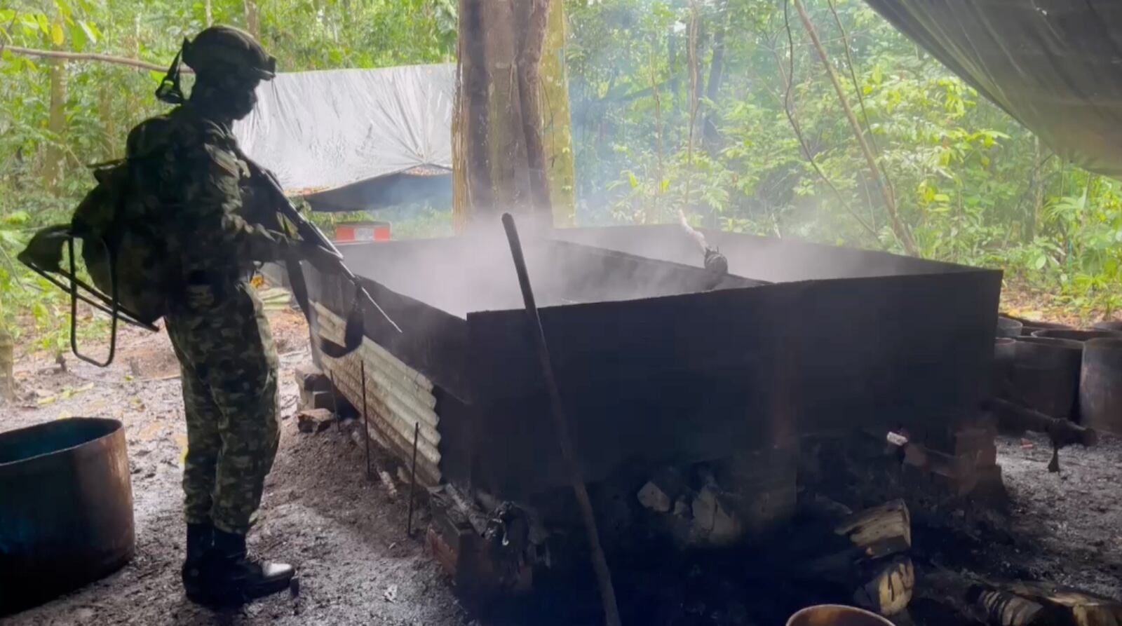Laboratorio de cocaína en Putumayo. Foto: Ejército Nacional