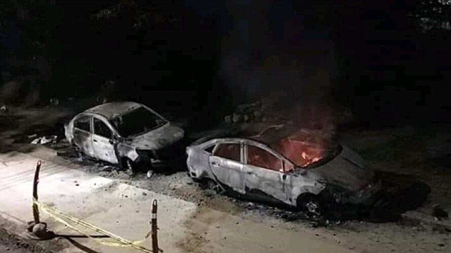 Incineran vehículos de candidato en Norte de Santander. Foto: Cortesía W Radio