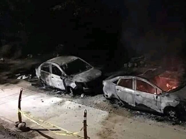 Incineran vehículos de candidato en Norte de Santander. Foto: Cortesía W Radio