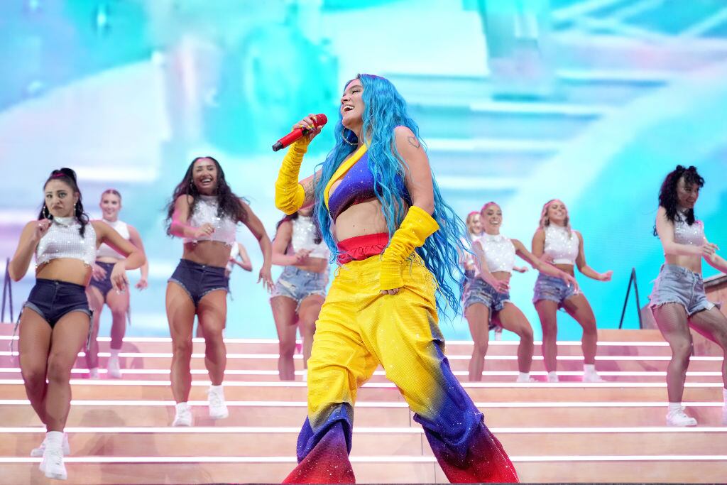 Karol G se lució en Coachella: rindió homenaje a Shakira y a Selena. Foto: Getty Images.