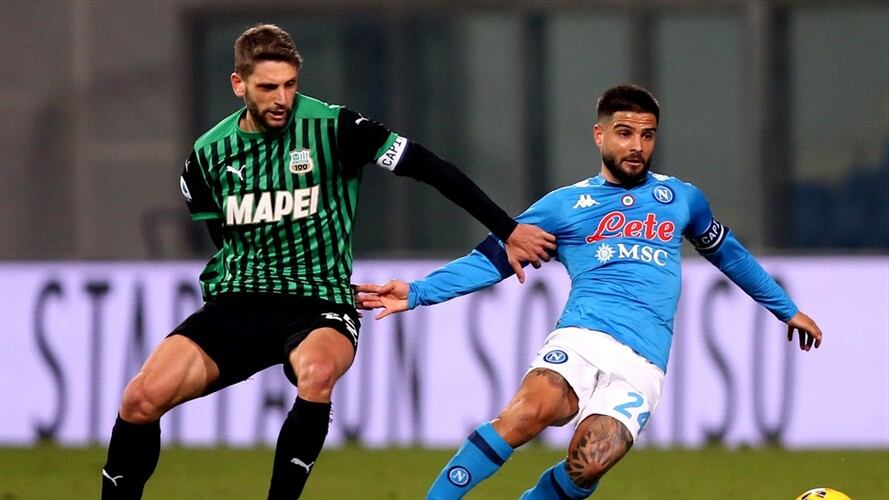 Lorenzo Insigne recriminó fuertemente a sus compañeros del Napoli tras el empate ante el Sassuolo. Foto: MB Media/Getty Images