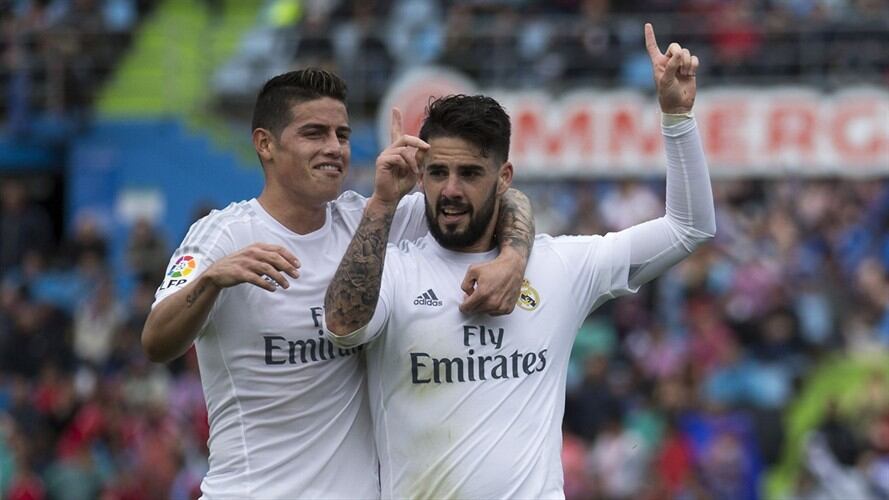 Isco junto a James en el Real Madrid. Foto: Getty
