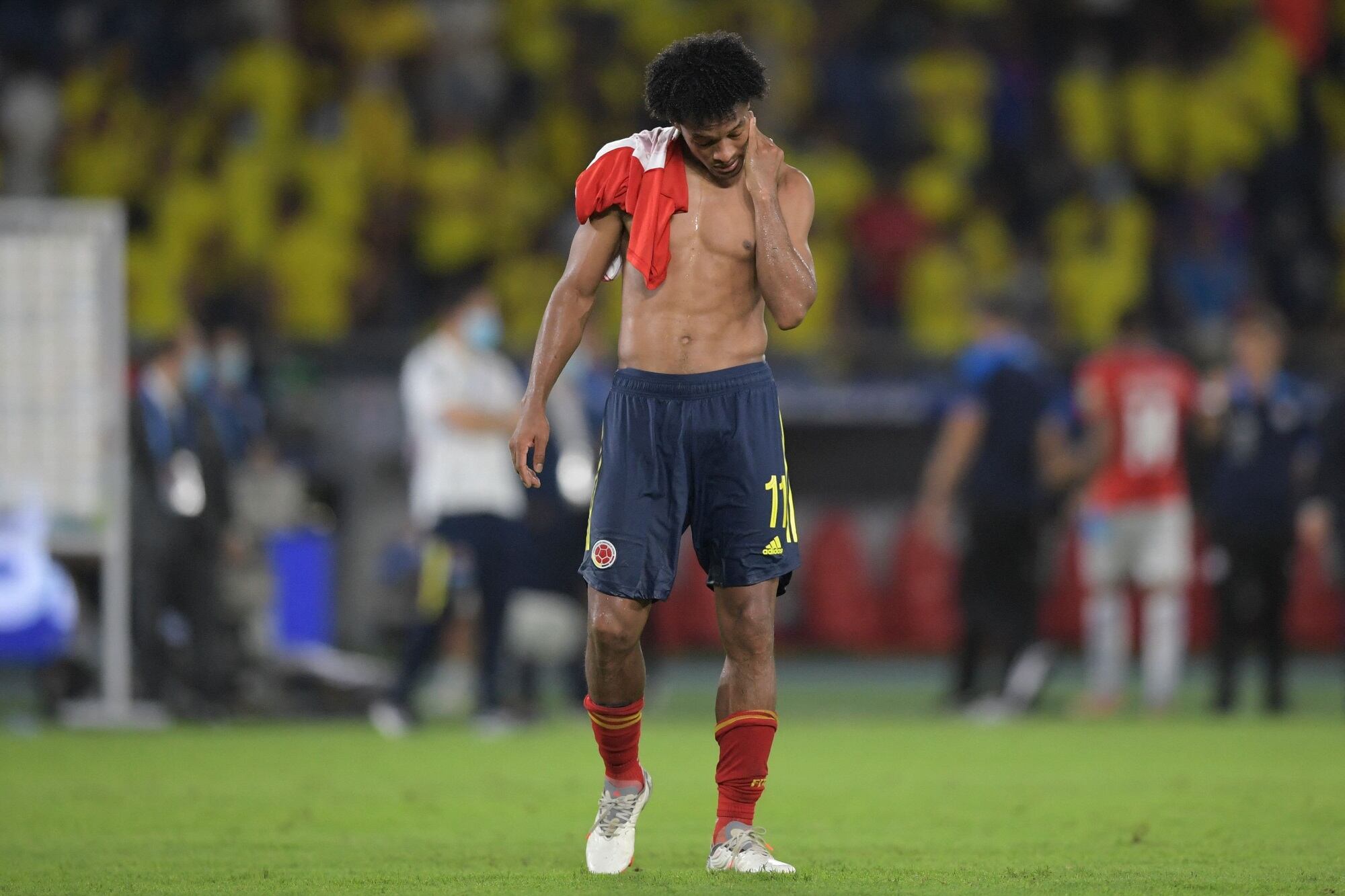 Juan Guillermo Cuadrado al término del partido entre Colombia y Paraguay en el Metropolitano de Barranquilla
