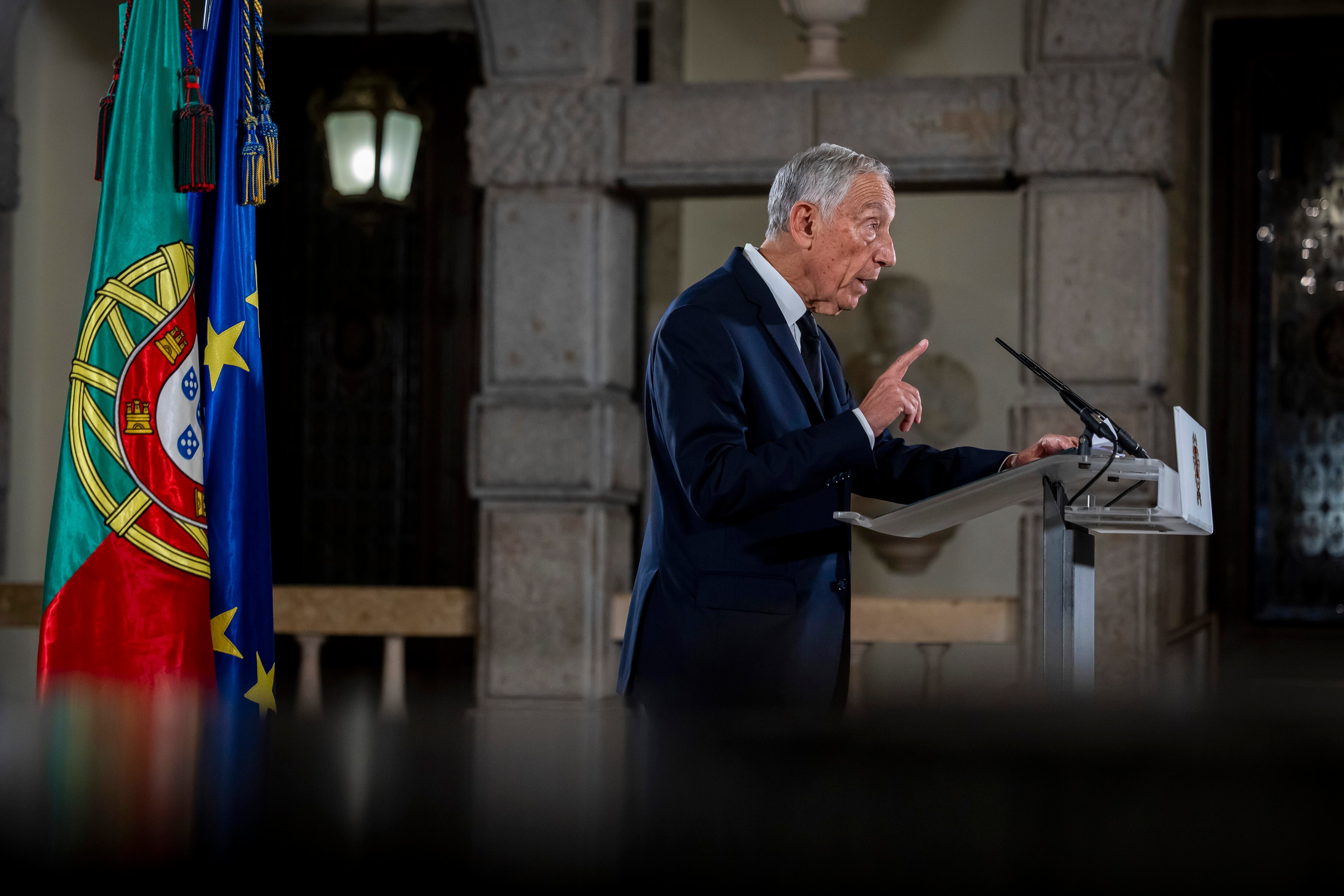 Presidente de Portugal Marcelo Rebelo de Sousa anuncia tercera elección en tres años. FOTO: EFE/EPA/JOSE SENA GOULAO
