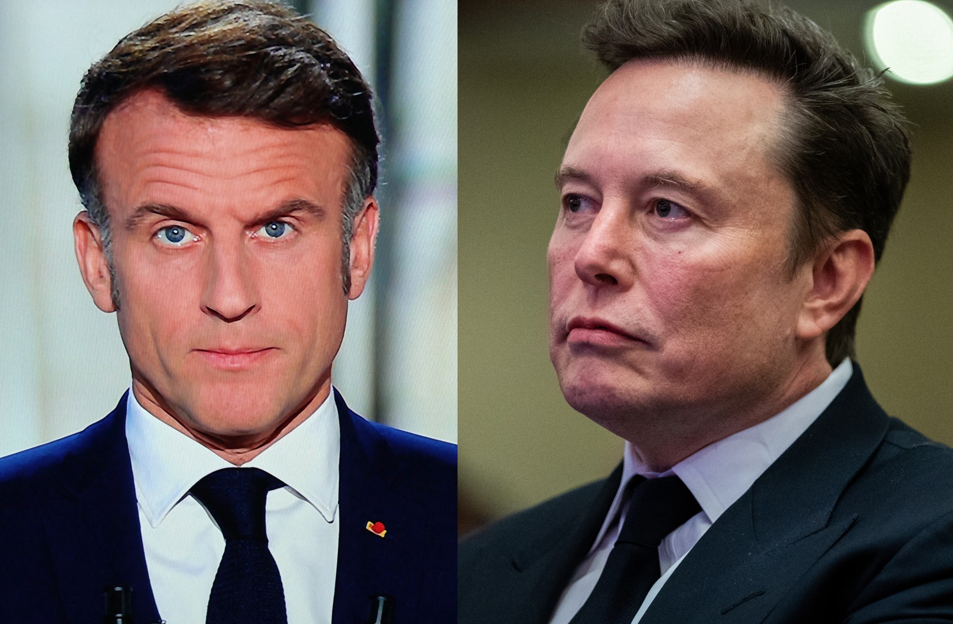 Emmanuel Macron y Elon Musk de Getty Images