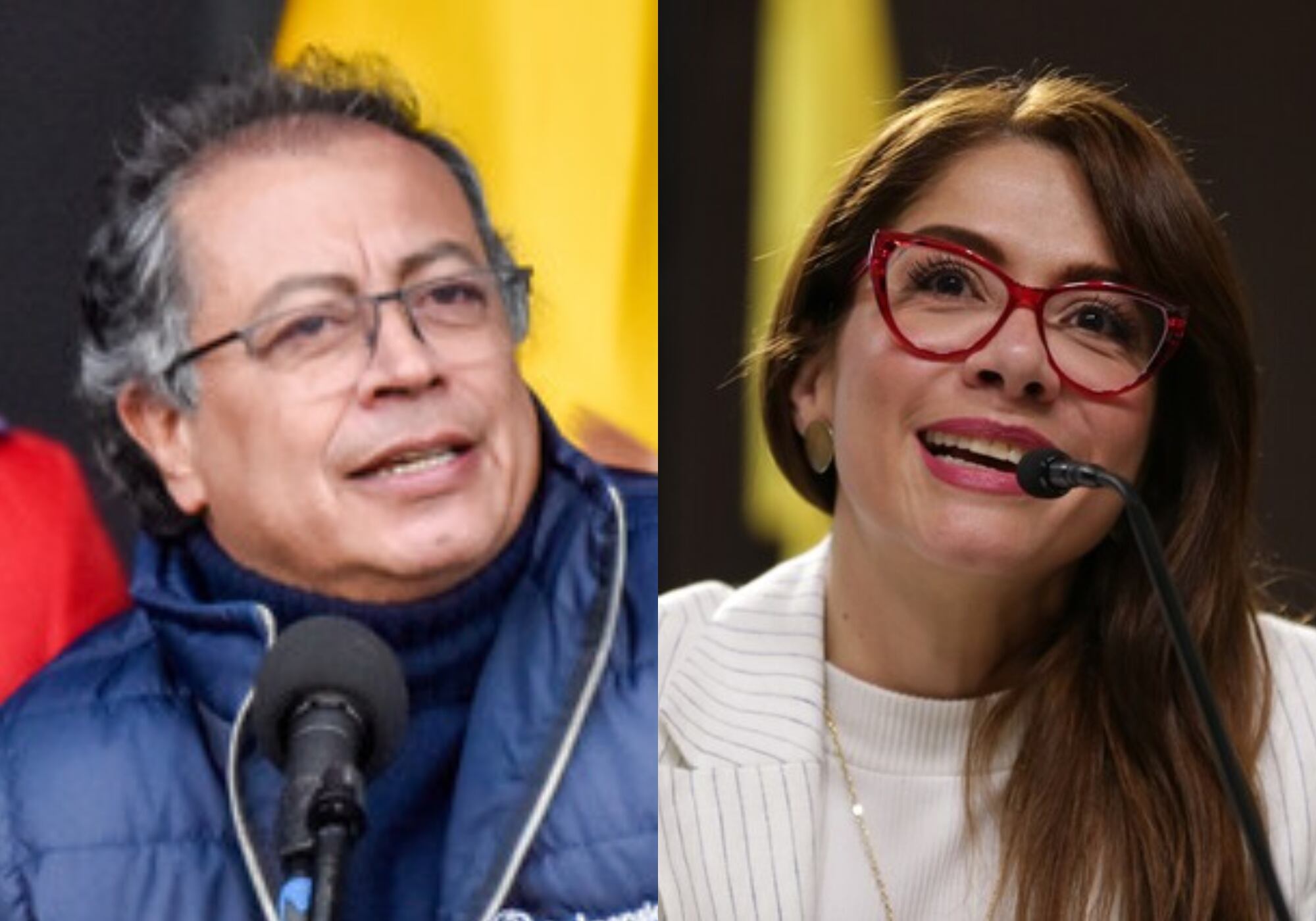 Gustavo Petro y Catherine Juvinao. Foto: (Colprensa - Catalina Olaya) / (Colprensa - Camila Díaz)