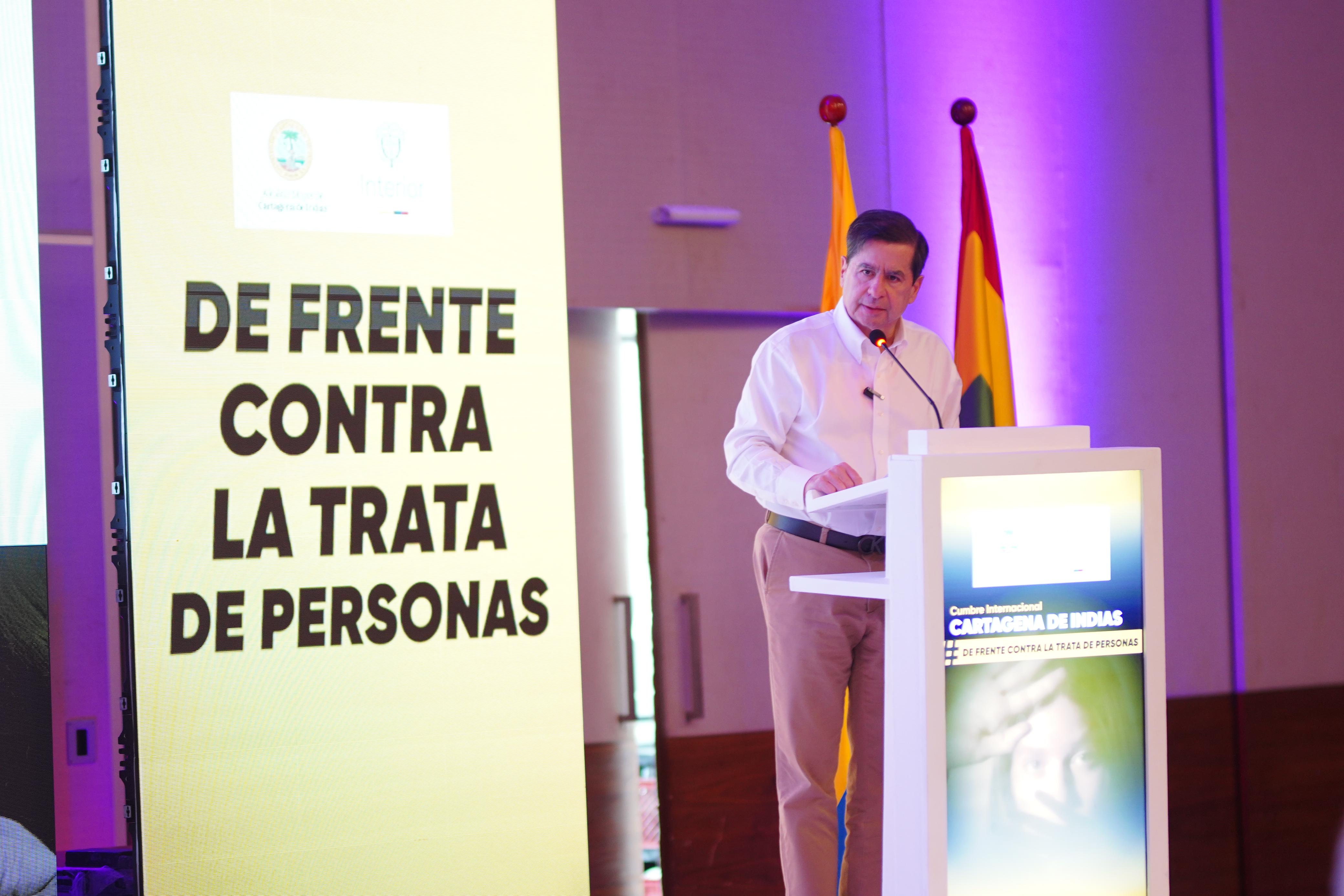 Ministro Juan Fernando Cristo, en la Cumbre Internacional: Cartagena de frente contra la trata de personas | Foto: Cortesía