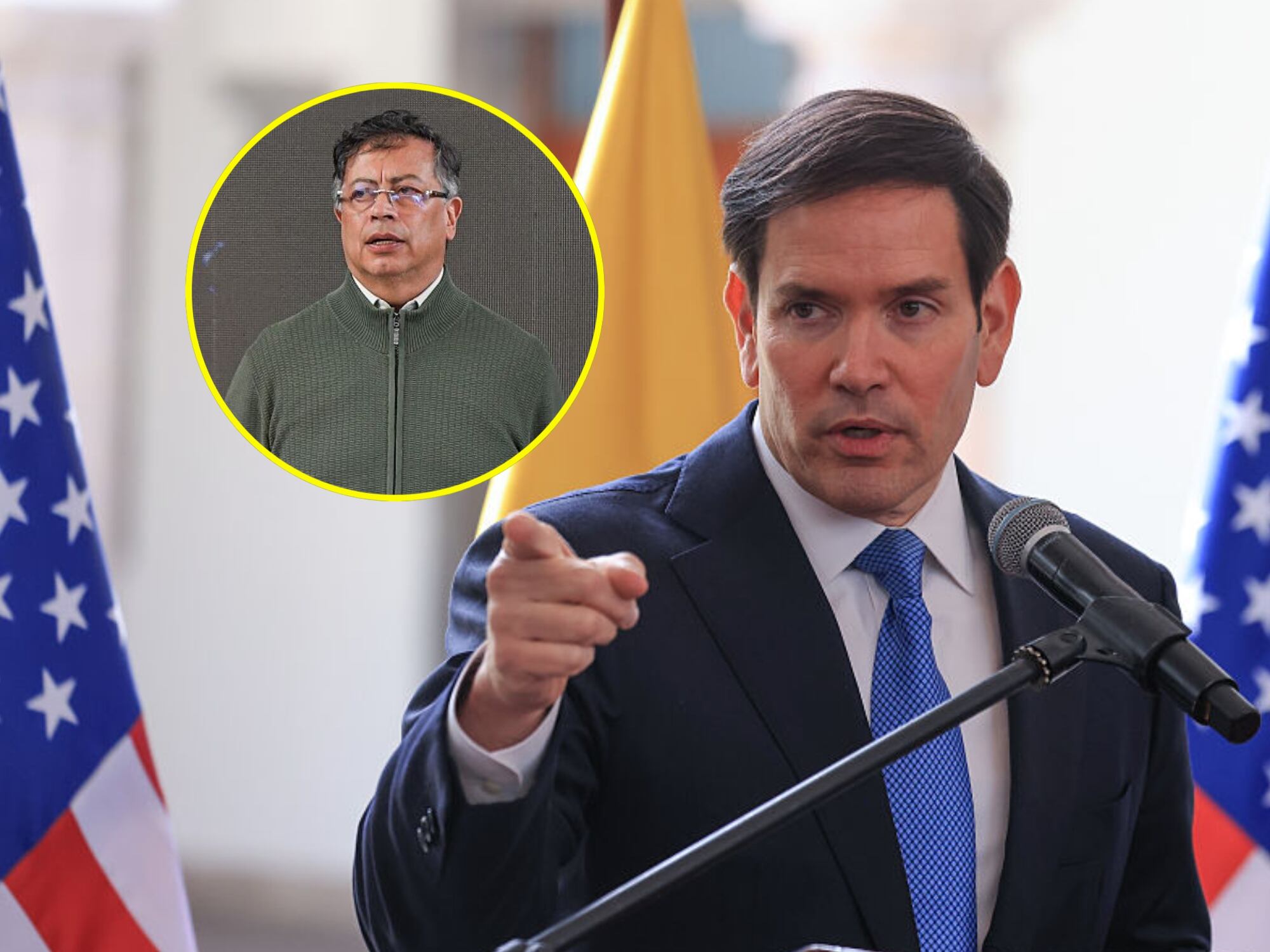 Gustavo Petro y Marco Rubio. Fotos: (Photo by: Camilo Erasso/Long Visual Press/Universal Images Group via Getty Images) / (Photo by Franklin Jacome/Agencia Press South/Getty Images)