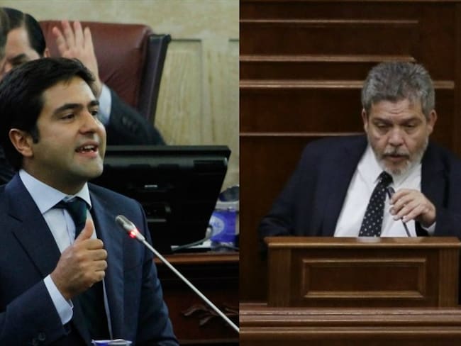 Samuel Hoyos, representante a la Cámara del Partido Centro Democrático, y Marcos Calarcá, congresista del Partido Farc. Foto: Colprensa